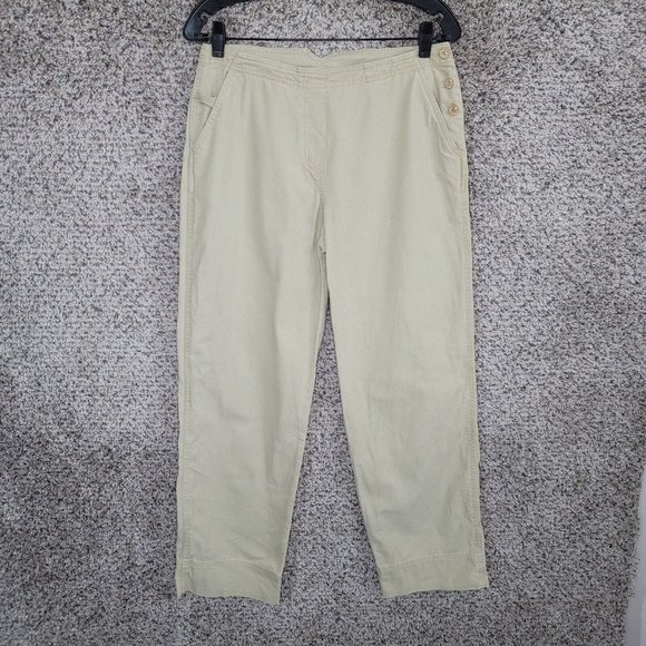 J Jill Pants Womens 8 Khaki Beige Straight Leg‎ Notched Back Pockets Casual - Picture 1 of 9